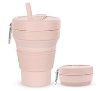 Peelanmall Tazza pieghevole To-Go, 473 ml, con coperchio e cannucce, per smoothie, pieghevole, contenitore per il pranzo, senza BPA, salvaspazio ed ecologico per campeggio, viaggi
