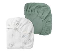 Peepeemax Lenzuola Navicella Universale, Neonato Lenzuola Culla Neonato Lenzuola Carrozzina,100% Mussola di Cotone 70x32 70x35 75x35cm 80x40cm, Verde