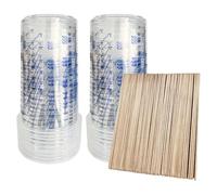 PEEXTBB 20 misurini trasparenti con scala da 1000 ml con 50 bastoncini di miscelazione, bicchiere per miscelare resina epossidica, vaso medidor, per liquido, mescolare resina, pigmento, trasparente