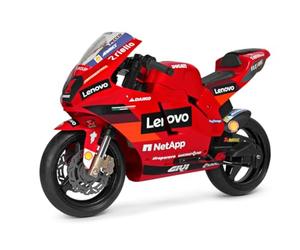 PEG Ducati GP Moto Elettrica Cavalcabile per Bambini dai 3 Anni, Ruote Stabilizzatrici, Batteria Ricaricabile da 12V, Clacson, Rombo Motore, Velocità fino a 7,6 km/h