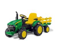 Peg Perego John Deere Ground Force - Trattore Elettrico Cavalcabile per Bambini 3+ Anni con Batteria Ricaricabile 12V, Rimorchio Incluso e Radio FM
