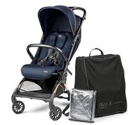 PEG Passeggino Leggero Volo con Parapioggia, per Aereo, Compatto, Omologato per Cappelliera, Misure Bagaglio a Mano, Adatto dalla Nascita fino a 22 kg, Include Borsa da Viaggio, Blue Shine