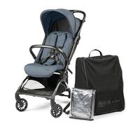 PEG Passeggino Leggero Volo con Parapioggia, per Aereo, Compatto, Omologato per Cappelliera, Misure Bagaglio a Mano, Adatto dalla Nascita fino a 22 kg, Include Borsa da Viaggio, Blue Cameo