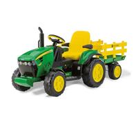 Peg Perego John Deere Ground Force - Trattore Elettrico Cavalcabile per Bambini 3+ Anni con Batteria Ricaricabile 12V, Rimorchio Incluso e Radio FM