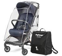 Peg Perego Passeggino Leggero Volo con Parapioggia, per Aereo, Compatto, Omologato per Cappelliera, Misure Bagaglio a Mano, Adatto dalla Nascita fino a 22 kg, Include Borsa da Viaggio, Blue Shine