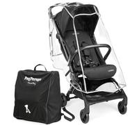 Peg Perego Passeggino Leggero Volo con Parapioggia, per Aereo, Compatto, Omologato per Cappelliera, Misure Bagaglio a Mano, Adatto dalla Nascita fino a 22 kg, Include Borsa da Viaggio, True Black