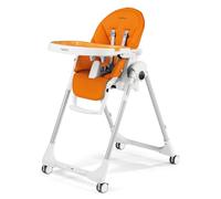 Peg Perego Prima Pappa Follow Me Seggiolone Pappa Neonati Reclinabile, Funzione Sdraietta, 4 ruote, Pieghevole e Ultracompatto, per Bambini da 0 a 3 Anni (0-15 kg), Arancia
