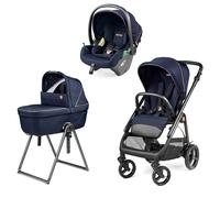 Peg Perego - Trio Veloce New Con Culla Belvedere + Primo Viaggio Lounge Modular R129, Blue Shine