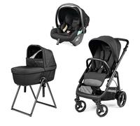 Peg Perego - Trio Veloce New Con Culla Belvedere + Primo Viaggio Lounge Modular R129, True Black