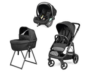 Peg Perego - Trio Veloce New Con Culla Belvedere + Primo Viaggio Lounge Modular R129, True Black