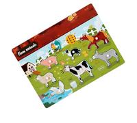 Peg Puzzle with Sound, Animal and Vehicle Toy, Hand-Eye Coordination Development, Wooden Material, Engaging Parent-Child Cartoon Puzzle for Nursery School, Bedroom, 29.6x21.9x0.8cm