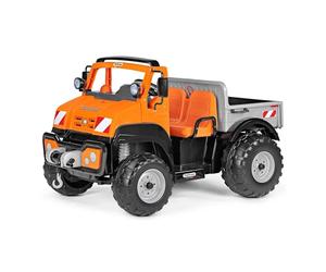 PEG Taurus Utility Truck Elettrico Cavalcablile per Bambini dai 3 Anni, Camion Elettrico con Cassone Ribaltabile, Batteria Ricaricabile da 12V, Motore 350W, Luci e Suoni, 2 Marce