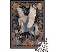Pegaso con ali bianche, motivo floreale Puzzle 1000Pcs Decorazione Per La Casa. Rilassamento E Intelligence Per Adulti E Bambini Da 14 Anni 70x50cm/1000pcs