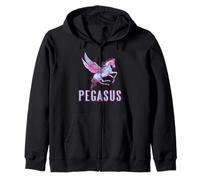 Pegaso Creatura Volante Fantasy Rosa e Cavaliere Felpa con Cappuccio