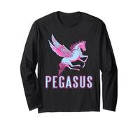 Pegaso Creatura Volante Fantasy Rosa e Cavaliere Maglia a Manica