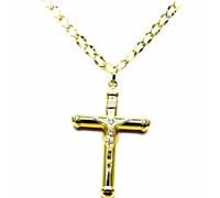 PEGASO GIOIELLI Collana Uomo Donna Oro Giallo 18kt Croce Cristo Cappucci | Catena Cm 50, Pendente Religioso