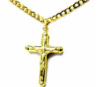 PEGASO GIOIELLI Collana Uomo Oro Giallo 18kt 750 Catena Grumetta, Croce Cristo Cappucci cm 50