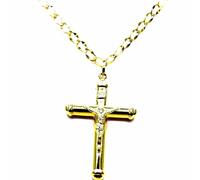 PEGASO GIOIELLI Collana Uomo Oro Giallo 18kt 750 Croce Cristo con Cappucci | Catena Cm 50, Pendente Religioso