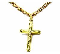 PEGASO GIOIELLI Collana Uomo Oro giallo 18kt 750 Pernice Allungata, Croce Cristo Cappucci, cm 50