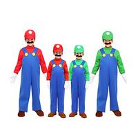 pegasus Costume Mario/Luigi Bambino Vestito Carnevale Party (S 5/6 Anni, Rosso/Blu Mario)