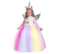 Pegasus COSTUME UNICORNO ARCOBALENO BAMBINA VESTITO CARNEVALE (5/6 ANNI)