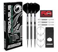 RED DRAGON Pegasus Freccette Steel Tungsteno 24g con Alette Freccetta Nero, Gambi Freccette Nero