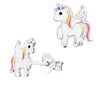 Pegasus Orecchini a forma di unicorno, in argento 925 con smalto a forma di cavallo e ragazza, Smaltato, Senza Gemstone