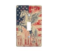 Pegasus - Placca di copertura per interruttore della luce singolo, stile patriottico vintage, stelle e strisce, in plastica rossa, dimensioni standard, per interruttore della luce a levetta