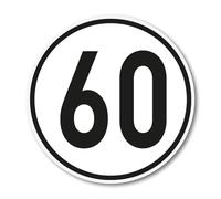 Pegatina 60 km/h I Tamaño Ø 20 cm I Pegatina de velocidad I kfz540