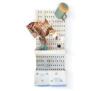 Pegboard - Kit combinato con ripiano e ganci, senza punzonatura, per garage, cucina, soggiorno, bagno, ufficio, 55,9 x 27,9 cm, colore: bianco