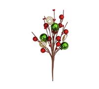 Pegciuho 6 Pezzi Rami Albero di Natale Bastoncini Decorativi con Pallina Ornamenti Artificiali Natalizi Da Ghirlanda Spruzzi Rametti Decorativi Feste in, Rosso Verde