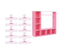 Pegciuho Armadio in Miniatura con Ripiano Espositivo. Design Elegante per Abiti E Accessori per Bambole. Salvaspazio per La Disposizione dei Tavoli della Casa, Rosa