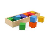 Pegciuho Blocchi Arcobaleno Giocattolo Didattico in Legno per Apprendimento Bambini con Strutture Geometriche Colorate Manualità Adatto a Classe Prescolare Casa Cameretta, Quadrato