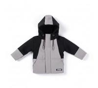 Pegciuho Giacca per Bambini Mini Cerniera Cappuccio per Bambola 1/12 in Tessuto Antivento con Finiture Metallo Adatta per Gioco Messa in Scena Collezione Fotografica , Nero E Grigio