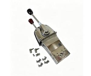 Pegciuho Manetta ’acceleratore Marino Doppia Leva Controllo Motore Barca Comando Gas Inossidabile Controller a Due Leve Risposta Fluida Adatta per Ormeggio, Stainless Steel 2h4p