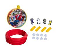 Pegciuho Pista da Corsa Flessibile, Lunga 5 Metri, Arrotolabile E Portatile con 4 Mini Modelli di Auto per Bambini dai 3 agli 8 Anni, Rosso