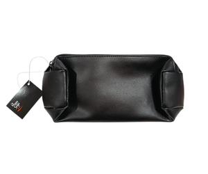 Peggy Sage Pochette in Pelle Nera, Custodia con Cerniera, Trousse Pennelli, Accessorio da Viaggio