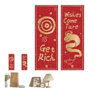 Pegie generiche di Porte per l'anno del serpente - Banner 'anno del serpente cinese 2025, versetto della festa di primavera del fumetto | Banner per porta di vacanza elegante