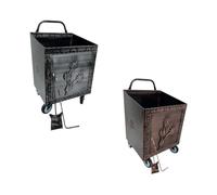 PEGORARO ANGELO Carrello portalegna portapellet Piccolo con ruote decoro Margherita spazzolato Rame e spazzolato Grigio (SPAZZOLATO GRIGIO)