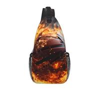 PEGQCVAM Basket On Fire And Water Flame Splashing Cross Chest Bag Diagonally. Grande capacità, spallacci regolabili, portabicchieri e portaombrelli su entrambi i lati.