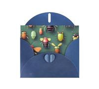 PEGQCVAM Biglietto di auguri con atlante degli insetti. Biglietto di auguri di lusso blu perlato, cartoncino di alta qualità per tutte le occasioni