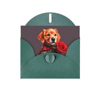 PEGQCVAM Biglietto di auguri con cane simile a un gentiluomo. Biglietto di auguri perlato verde scuro, cartoncino premium per tutte le occasioni