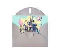 PEGQCVAM Biglietto di auguri con castello delle fiabe. Biglietto di auguri di lusso grigio perlato, cartoncino premium per tutte le occasioni