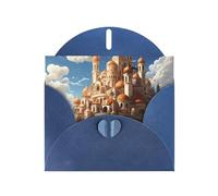 PEGQCVAM Biglietto di auguri con castello di anime. Biglietto di auguri blu perlato di lusso, cartoncino di alta qualità per tutte le occasioni