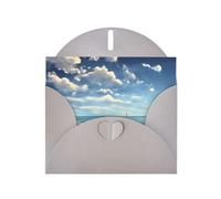 PEGQCVAM Biglietto di auguri con nuvole bianche sul mare. Biglietto di auguri di lusso grigio perlato, cartoncino di alta qualità per tutte le occasioni