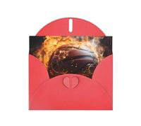 PEGQCVAM Biglietto di auguri con scritta "Basketball on Fire and Water Flame Splashing". Biglietto di auguri rosso perlato di lusso, cartoncino di alta qualità per tutte le occasioni