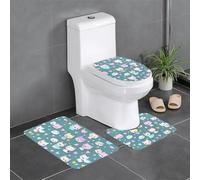 Pegqcvam Cute Little Fox Set di 3 tappeti da bagno completamente stampati, morbidi tappetini antiscivolo, adatti per bagno, WC e pavimenti.