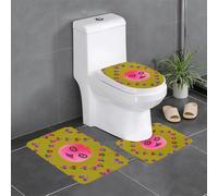 Pegqcvam Funny Face Peach Set di 3 tappeti da bagno completamente stampati, morbidi tappetini antiscivolo, adatti per bagno, WC e pavimenti.