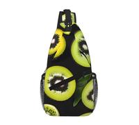 PEGQCVAM Green Kiwi Cross Chest Bag Diagonalmente,Grande Capacità,Spallacci Regolabili, Portabicchieri E Portaombrelli su entrambi i lati.
