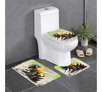 Pegqcvam Set di 3 tappeti da bagno con graziosa piccola ape, completamente stampati, morbidi tappetini antiscivolo, adatti per bagni, WC e pavimenti.